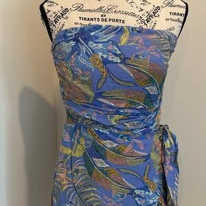 Olivaceous Blue Floral Mini Dress